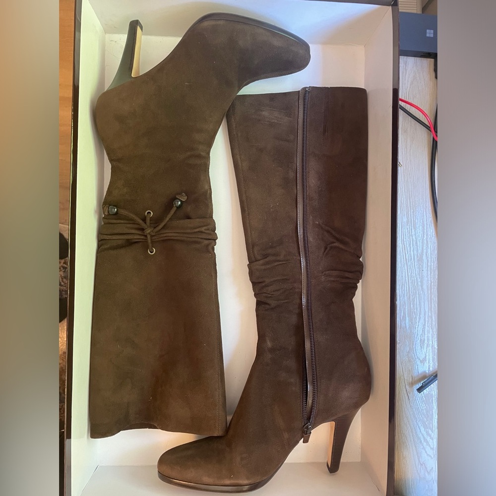 Cole Haan Latasha Nike Air Boot with heel dark chocolate suede